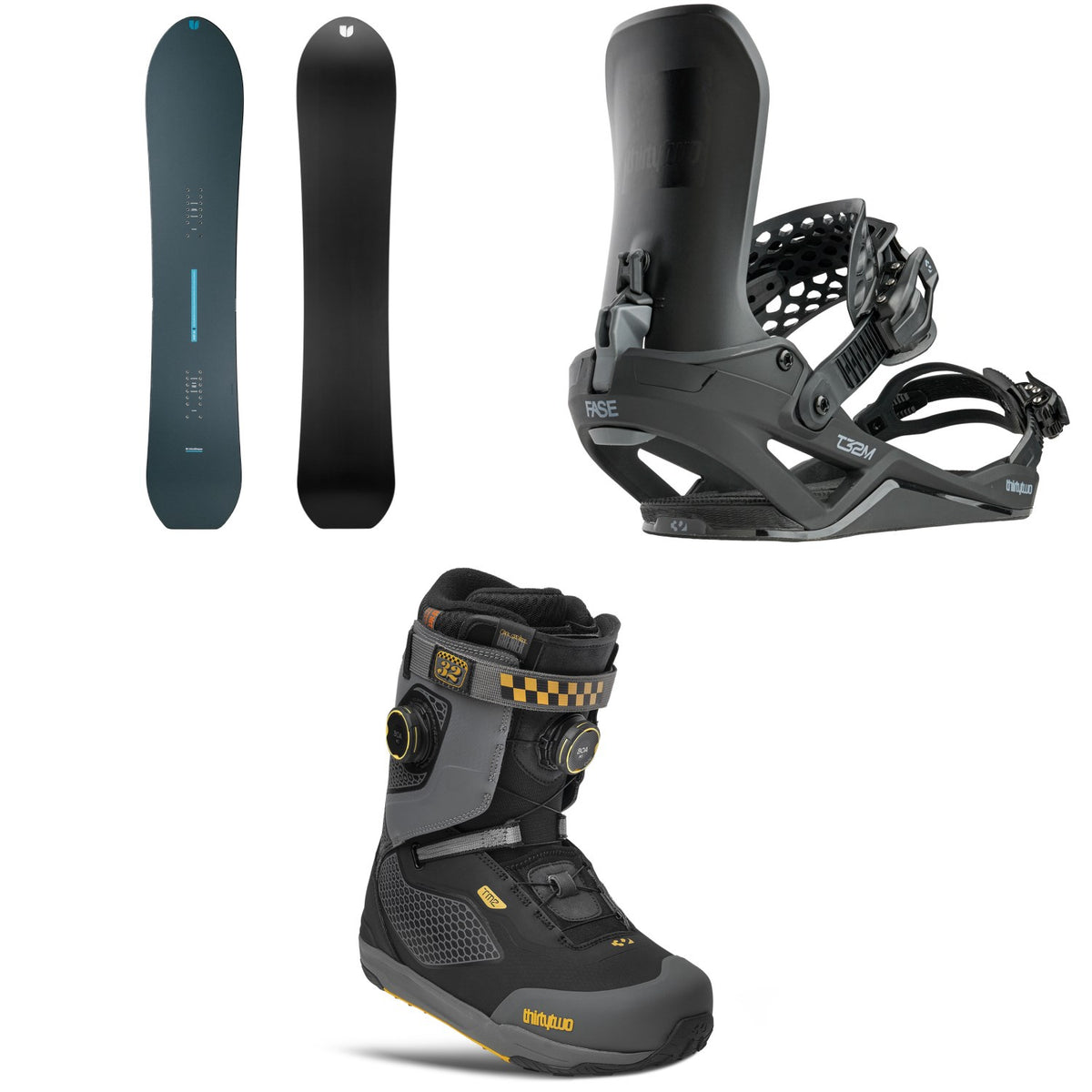 United Shapes Cadet Snowboard + thirtytwo T32M FASE Snowboard Bindings + TM-2 XLT Double Boa Snowboard Boots 2027