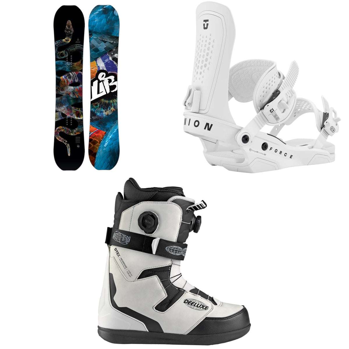 Lib Tech T. Rice Pro Snowboard + Union Force Snowboard Bindings + Deeluxe Deemon Pro Snowboard Boots 2026
