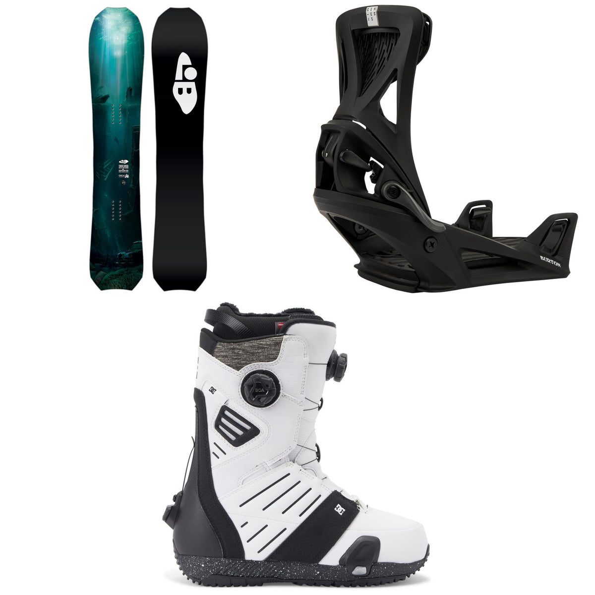 Lib Tech T. Rice Orca Snowboard  + Burton Step On Genesis Snowboard Bindings + DC Judge Step On Snowboard Boots 2026