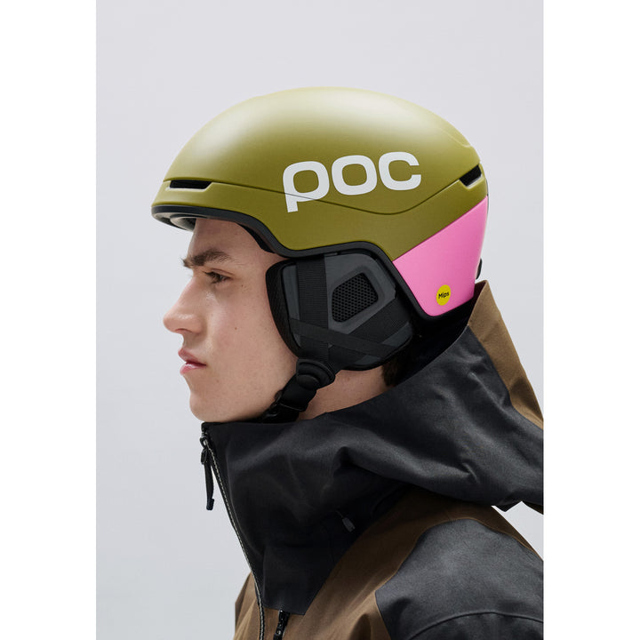 POC Obex Contour MIPS Helmet Olivine Green Matte/Thulite Pink Matte