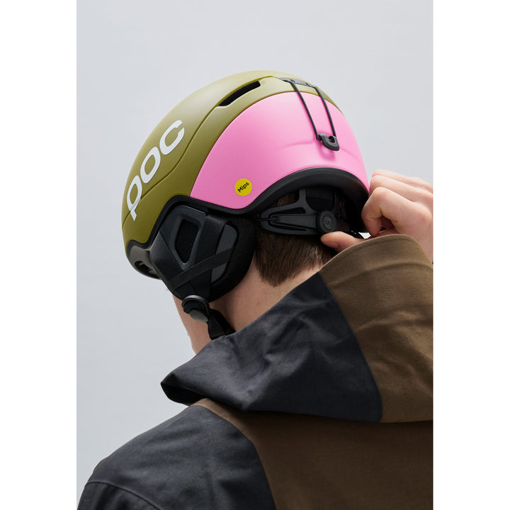 POC Obex Contour MIPS Helmet Olivine Green Matte/Thulite Pink Matte