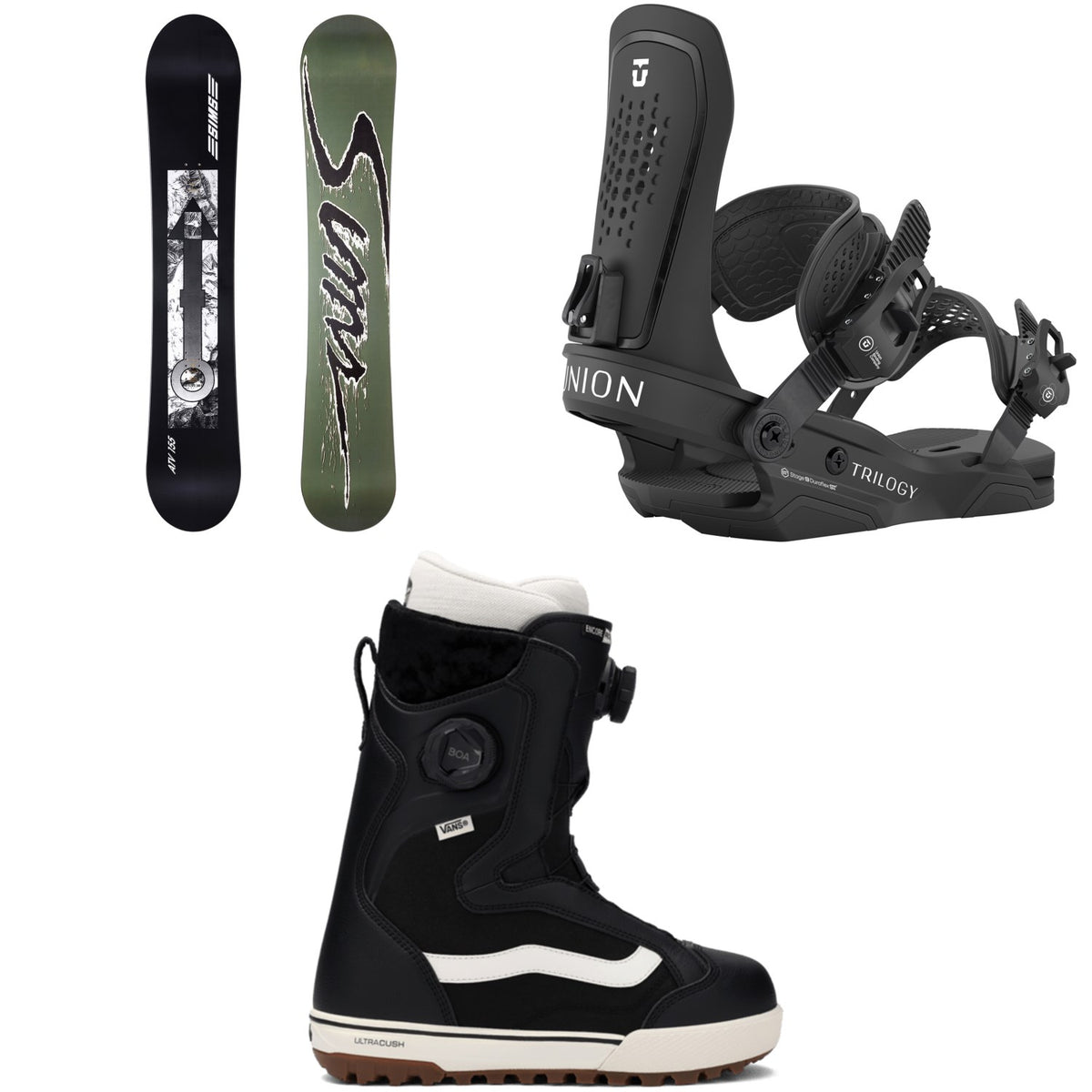 Sims ATV Snowboard + Union Trilogy Snowboard Bindings + Vans Encore Pro Snowboard Boots - Women's 2026