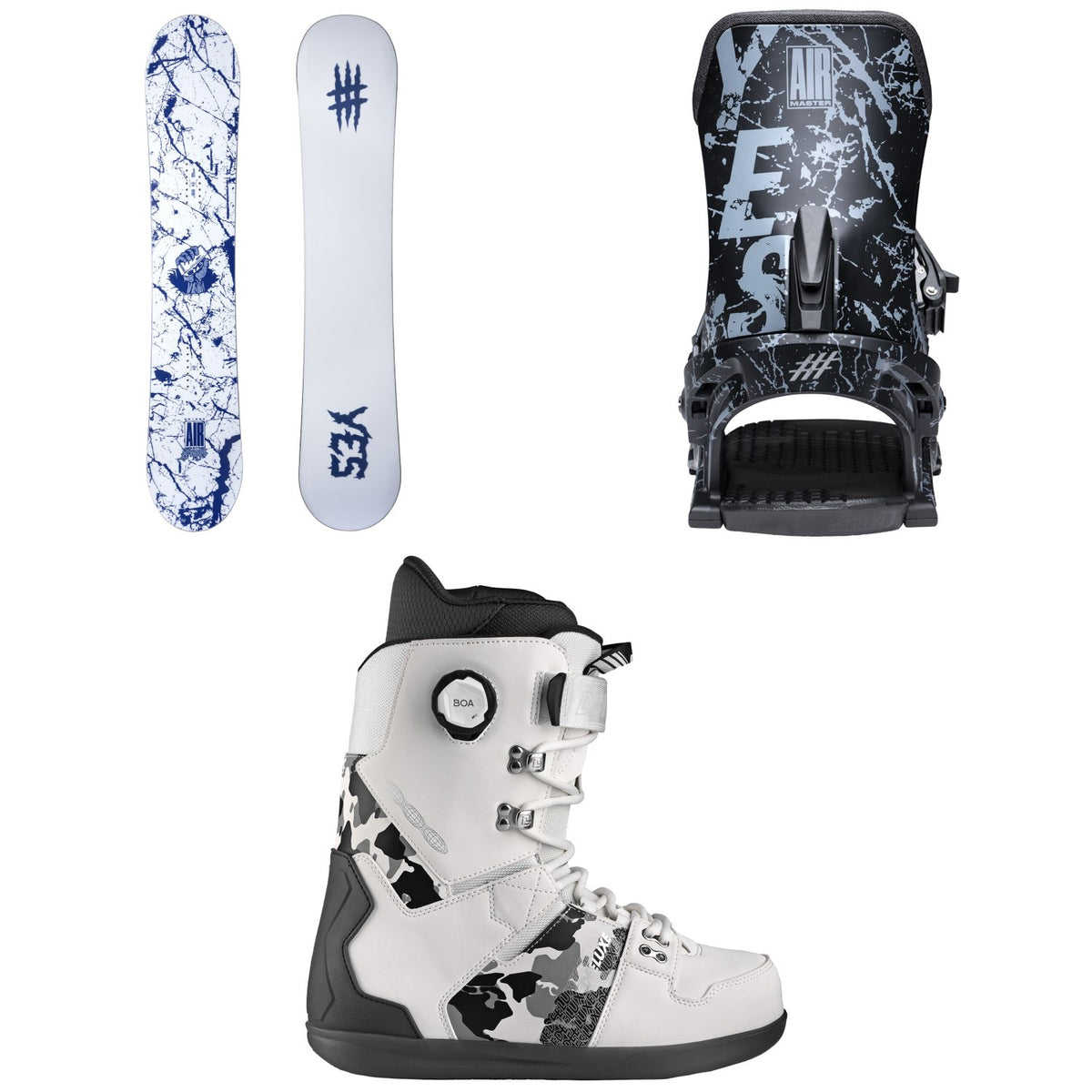 Yes. Airmaster XTRM Fridge 3D Snowboard + Airmaster Snowboard Bindings + Deeluxe D.N.A. Pro Snowboard Boots 2026