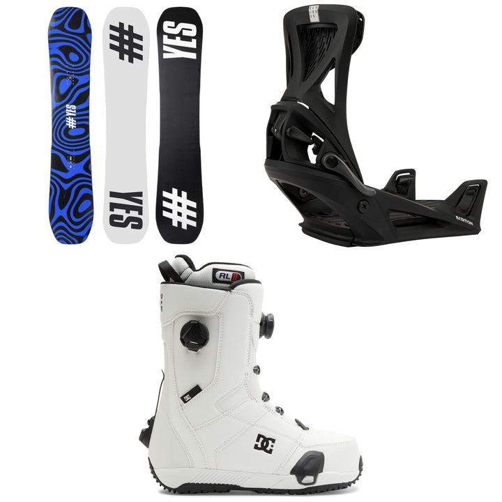 Yes. All-In XTRM Snowboard + Burton Step On Genesis Snowboard Bindings + DC Control Step On Snowboard Boots 2026