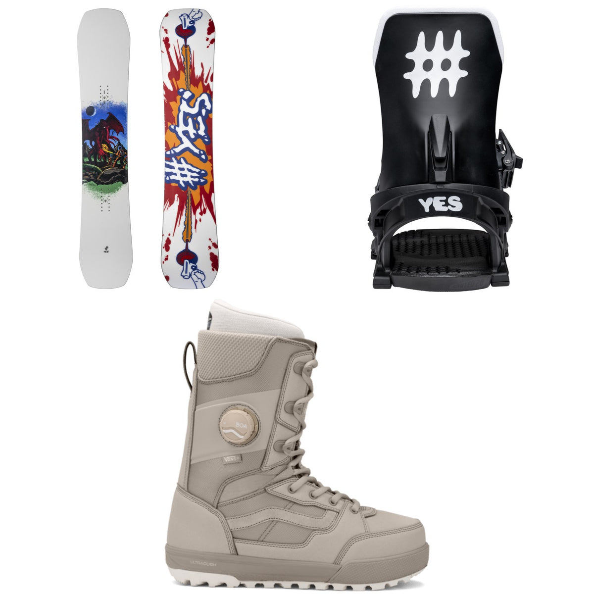 Yes. Sender Snowboard + Select Snowboard Bindings + Vans Invado Pro Snowboard Boots 2026
