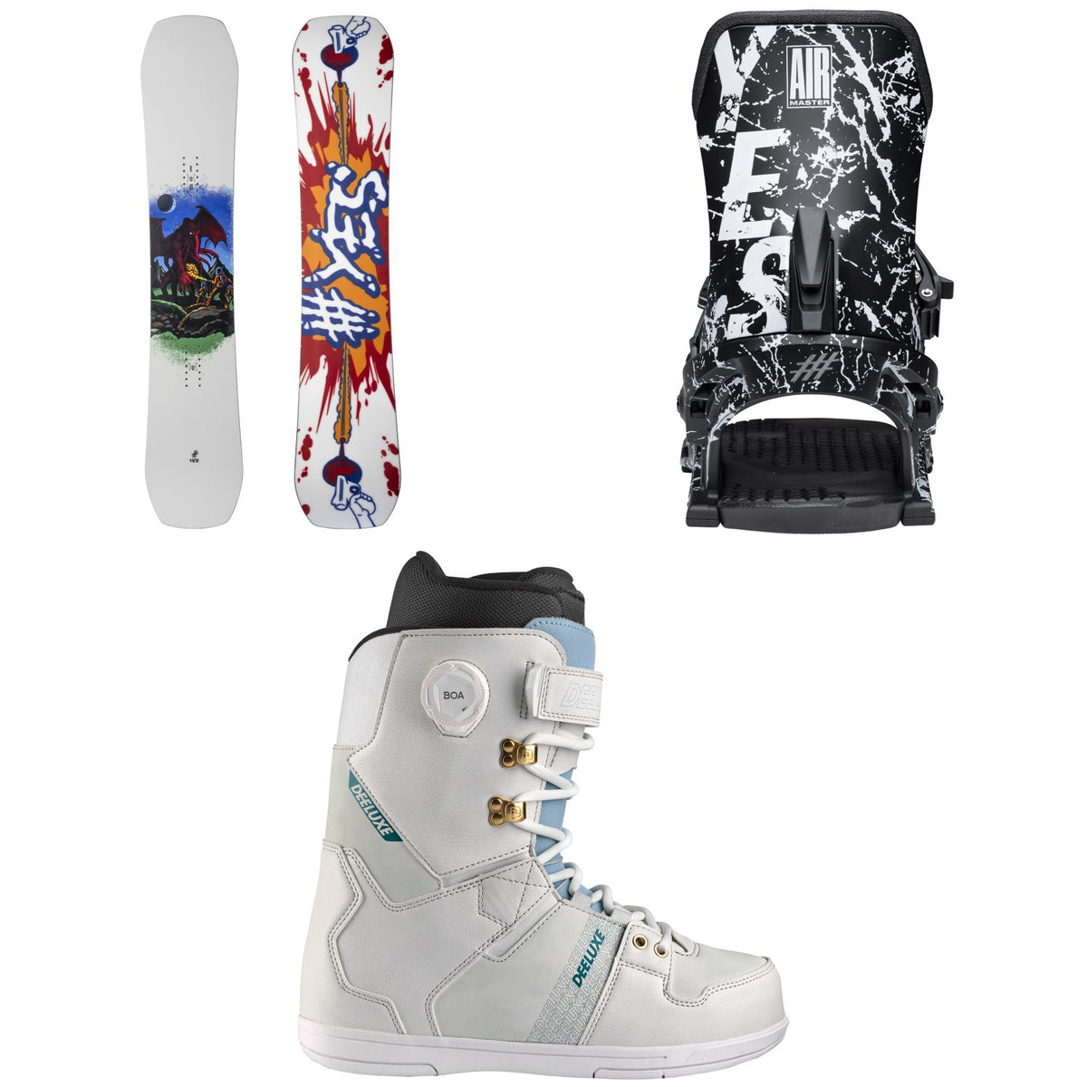 Yes. Sender Snowboard + Airmaster Snowboard Bindings + Deeluxe D.N.A. Snowboard Boots 2026