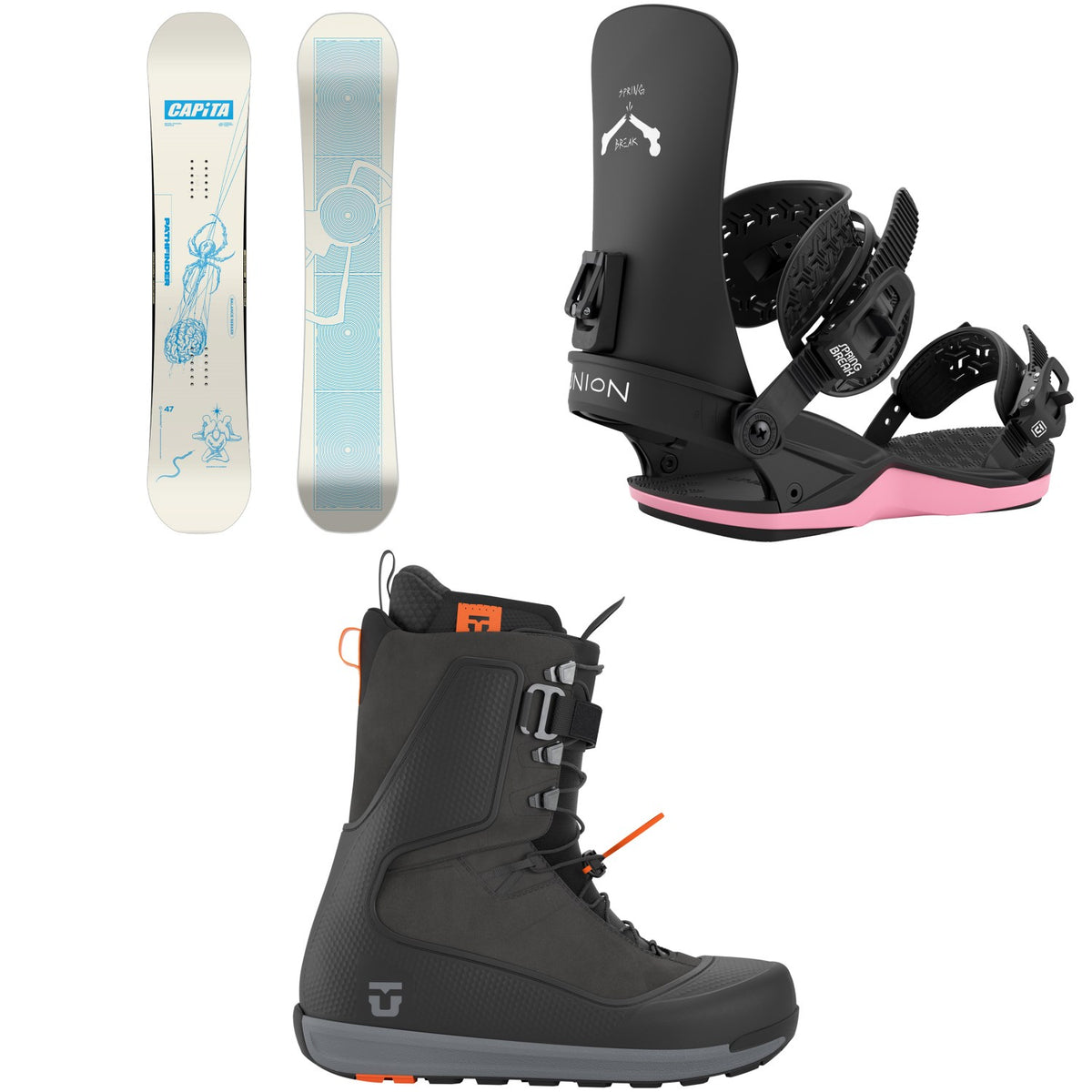 CAPiTA Pathfinder Snowboard + Union Contact Snowboard Bindings + Factory Snowboard Boots 2027