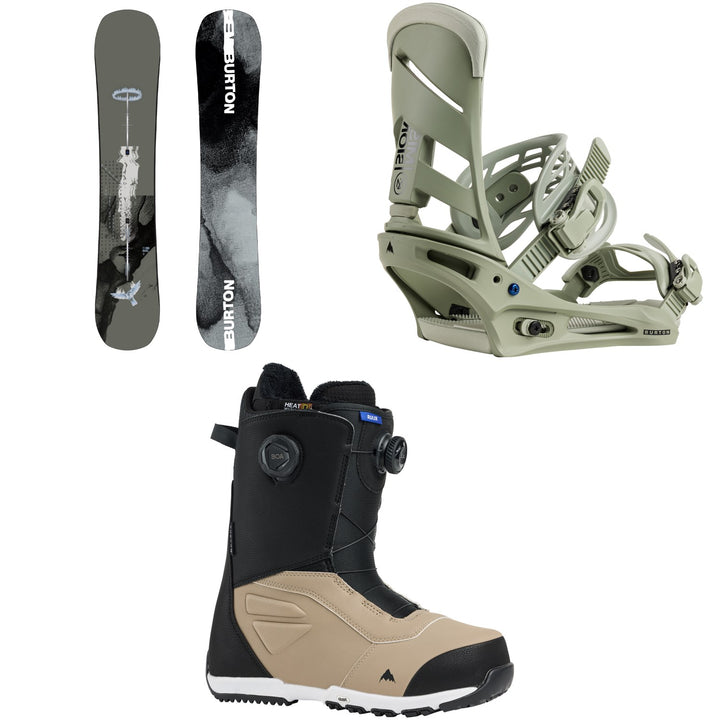 Burton Instigator PurePop Camber Snowboard + Mission Snowboard Bindings + Ruler Boa Snowboard Boots 2026