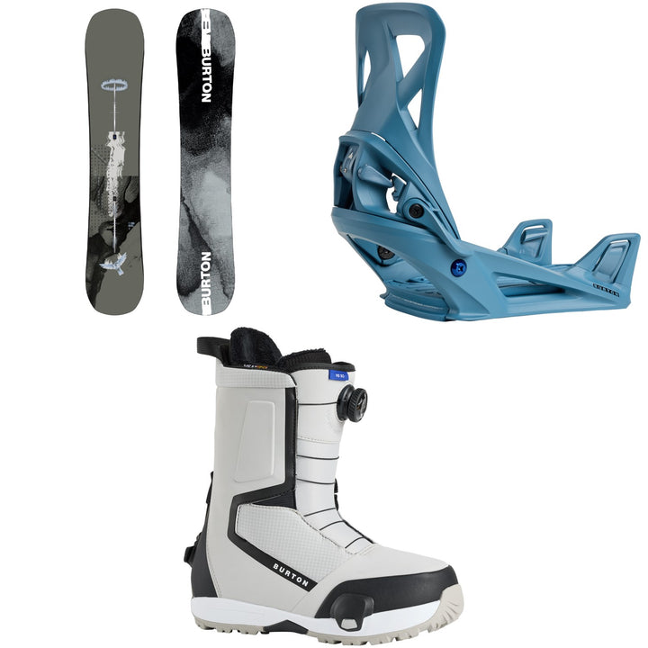 Burton Instigator PurePop Camber Snowboard + Step On Snowboard Bindings + Highshot Step On Snowboard Boots 2026