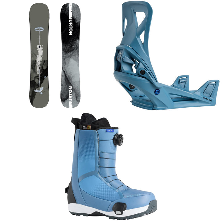 Burton Instigator PurePop Camber Snowboard + Step On Snowboard Bindings + Waverange Step On Snowboard Boots 2026