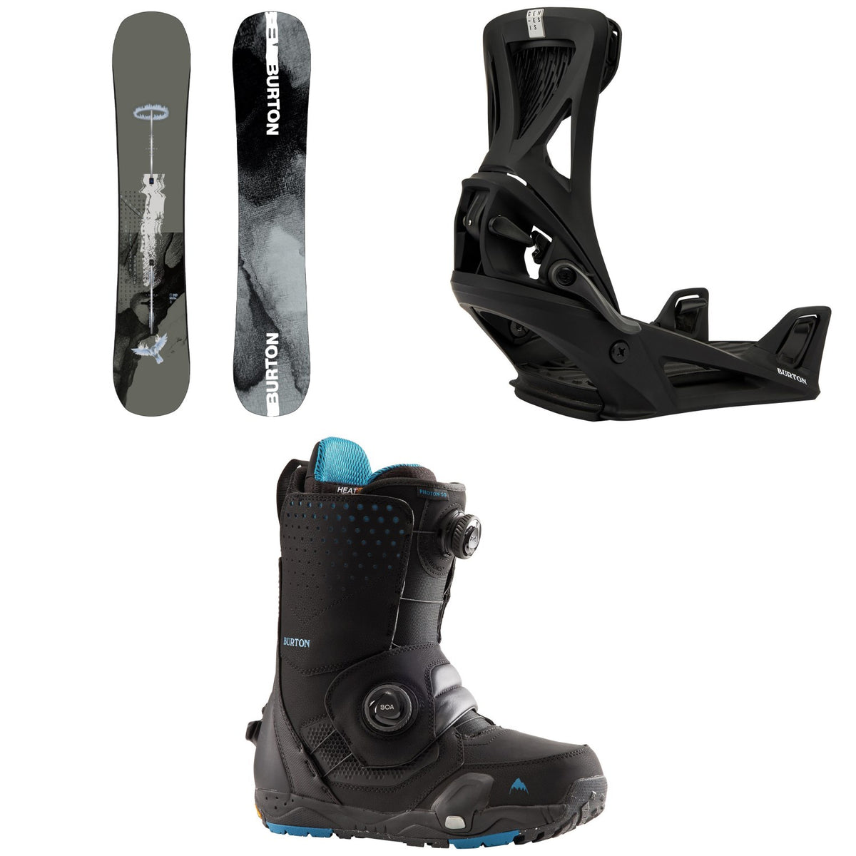 Burton Instigator PurePop Camber Snowboard + Step On Genesis Snowboard Bindings + Photon Step On Wide Snowboard Boots 2026