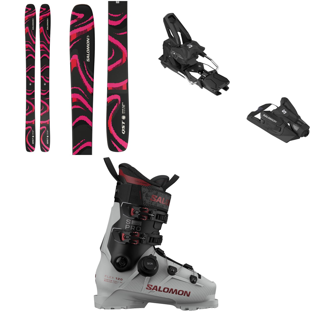 Salomon QST 106 Skis + Salomon Strive 14 GW Ski Bindings + Salomon S/Pro Supra S BOA 120 Ski Boots 2027