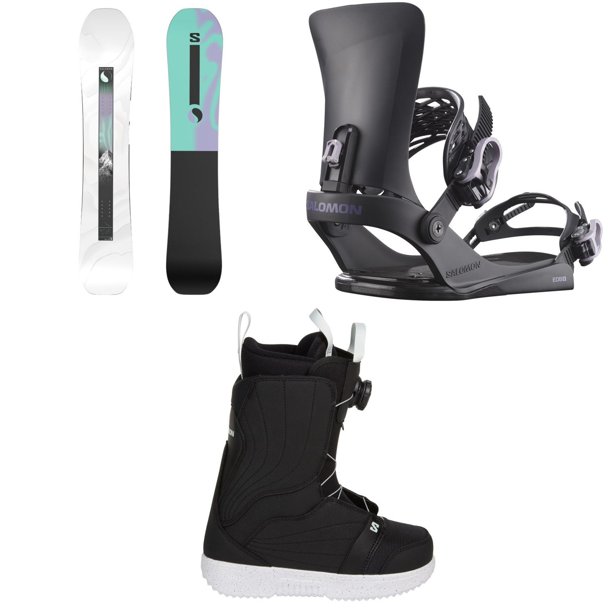 Salomon Bliss X Snowboard + EDB X Snowboard Bindings + Pearl Boa X Snowboard Boots - Women's 2027