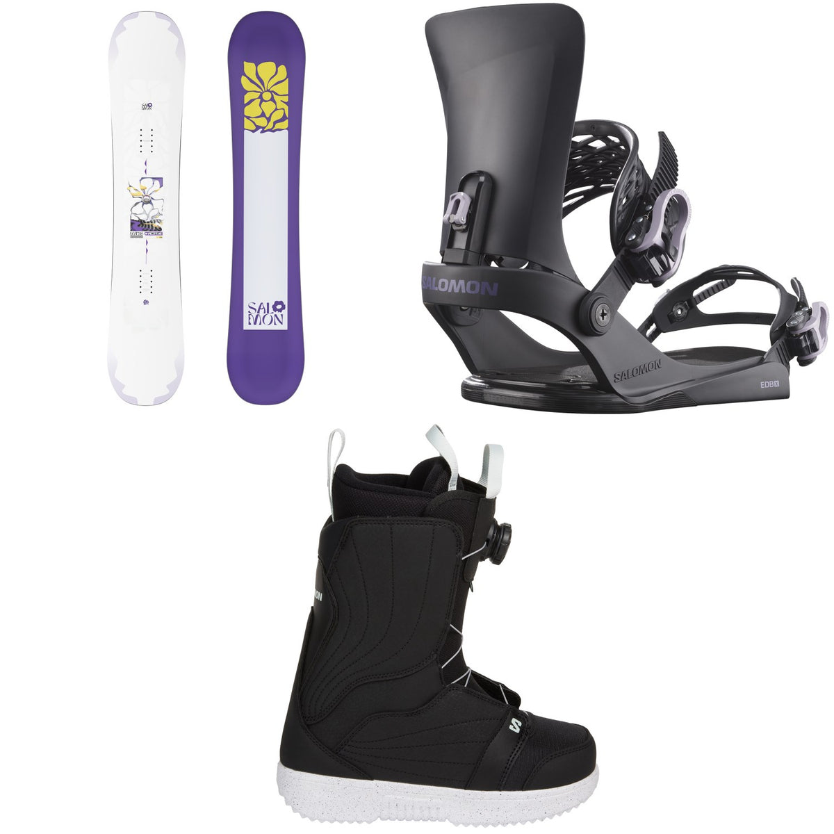 Salomon Lotus Snowboard + EDB X Snowboard Bindings + Pearl Boa X Snowboard Boots - Women's 2027