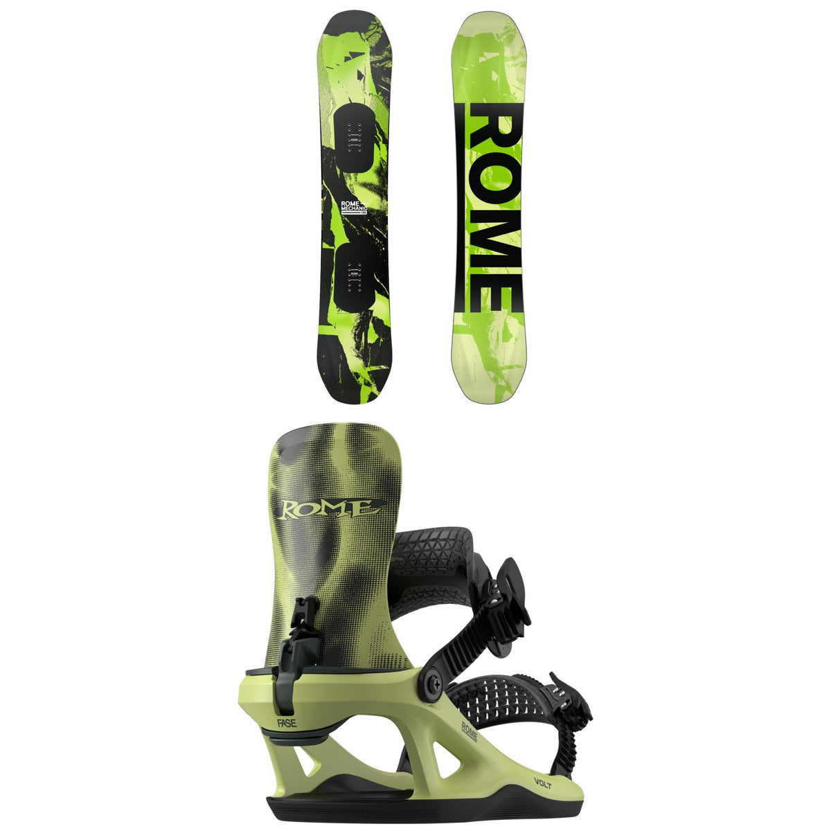 Rome Mechanic Snowboard + Volt FASE Snowboard Bindings 2027