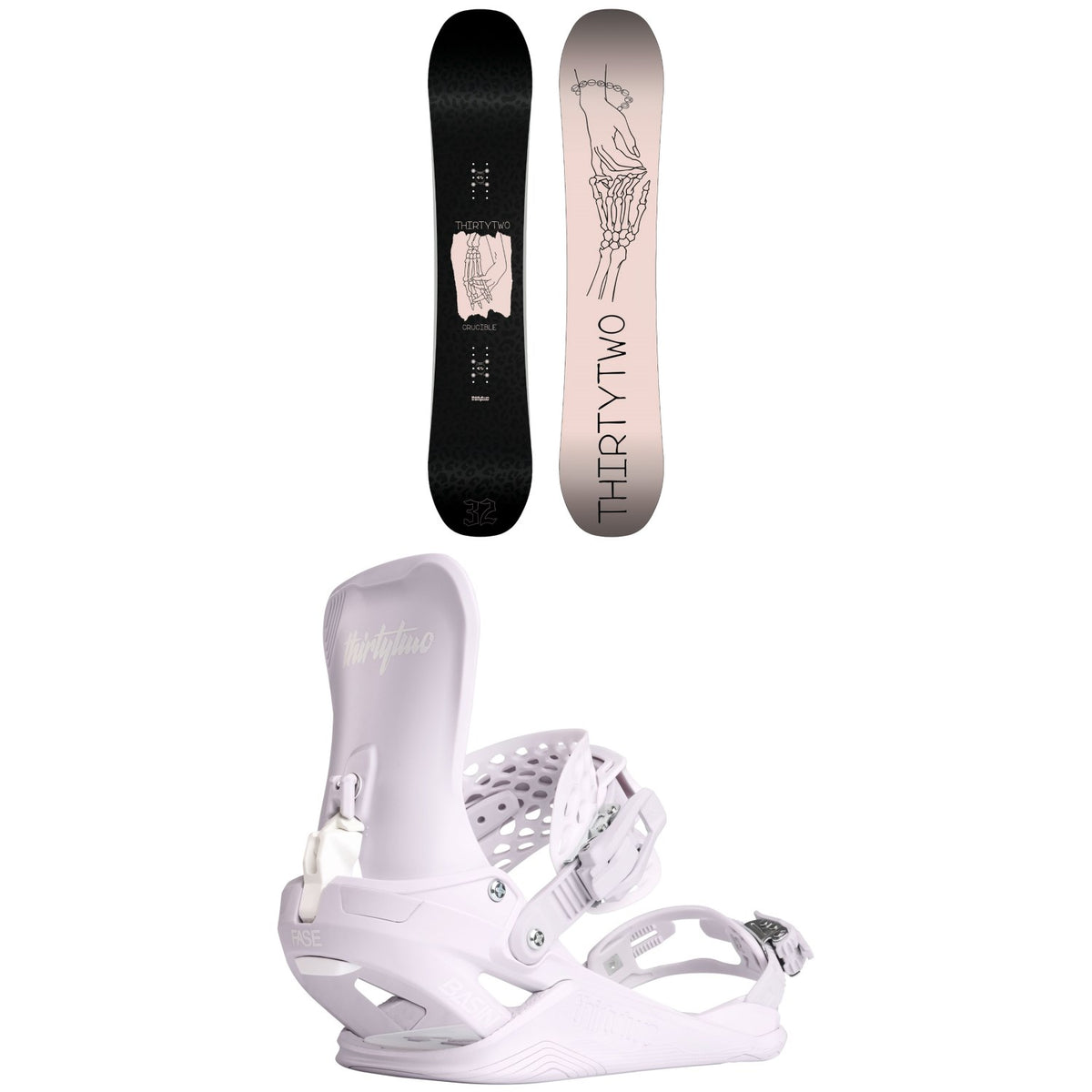 thirtytwo Crucible Snowboard + Basin FASE Snowboard Bindings - Women's 2027