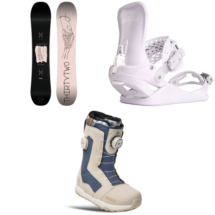 thirtytwo Crucible Snowboard + Basin FASE Snowboard Bindings + STW Double Boa x Luxton Snowboard Boots - Women's 2027