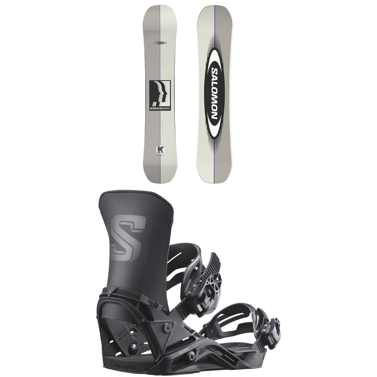 Salomon Kickback Snowboard + District Snowboard Bindings 2027