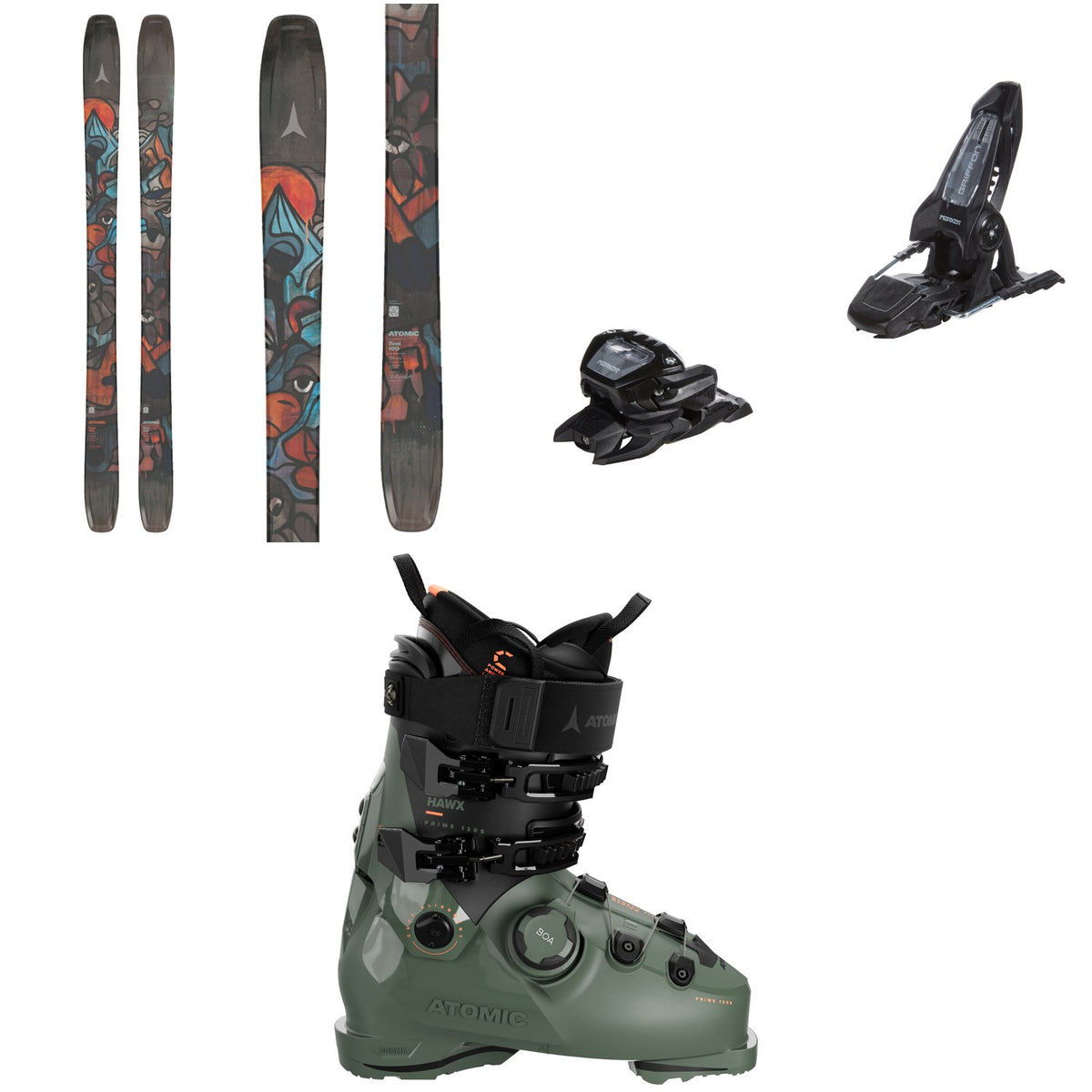 Atomic Bent 100 Skis + Marker Griffon 13 ID Ski Bindings + Atomic Hawx Prime 120 S BOA GW Ski Boots 2026