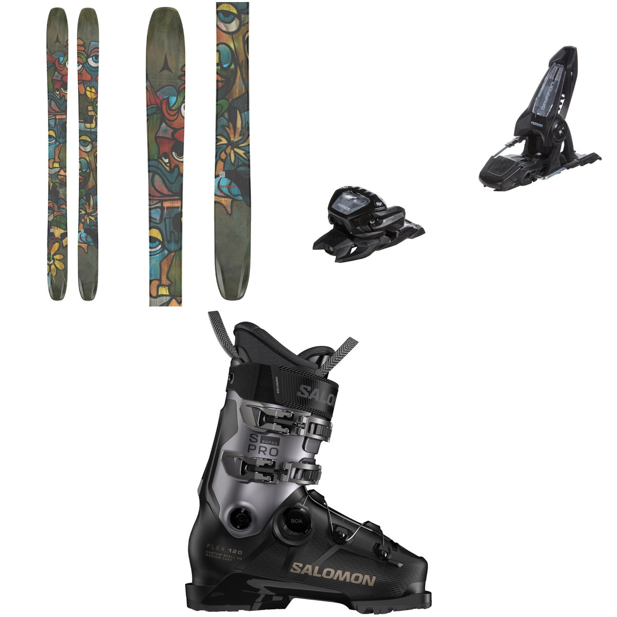 Atomic Bent 110 Skis + Marker Griffon 13 ID Ski Bindings + Salomon S/Pro Supra BOA 120 Ski Boots 2026