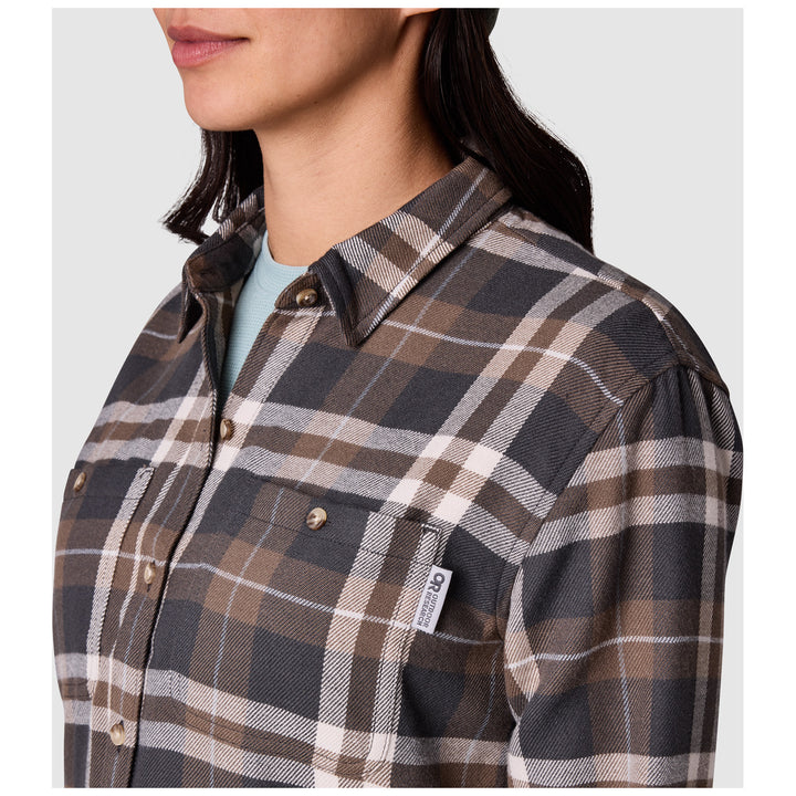 Outdoor Research Feedback Flannel Twill Shirt - Women's Gravel Plaid