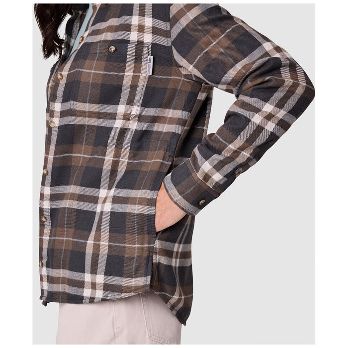 Outdoor Research Feedback Flannel Twill Shirt - Women's Gravel Plaid