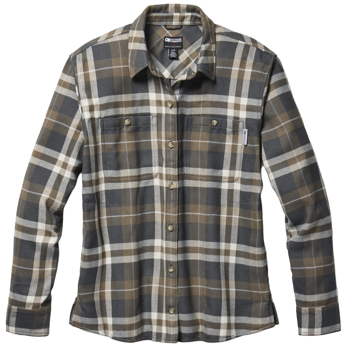 Outdoor Research Feedback Flannel Twill Shirt - Women's Gravel Plaid