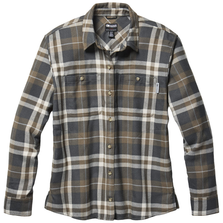 Outdoor Research Feedback Flannel Twill Shirt - Women's Gravel Plaid