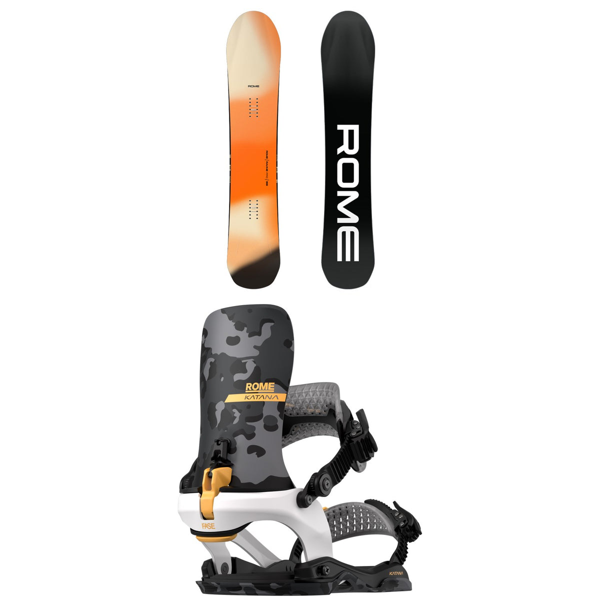 Rome Ravine Pro Snowboard + Katana AW FASE LTD Snowboard Bindings 2027