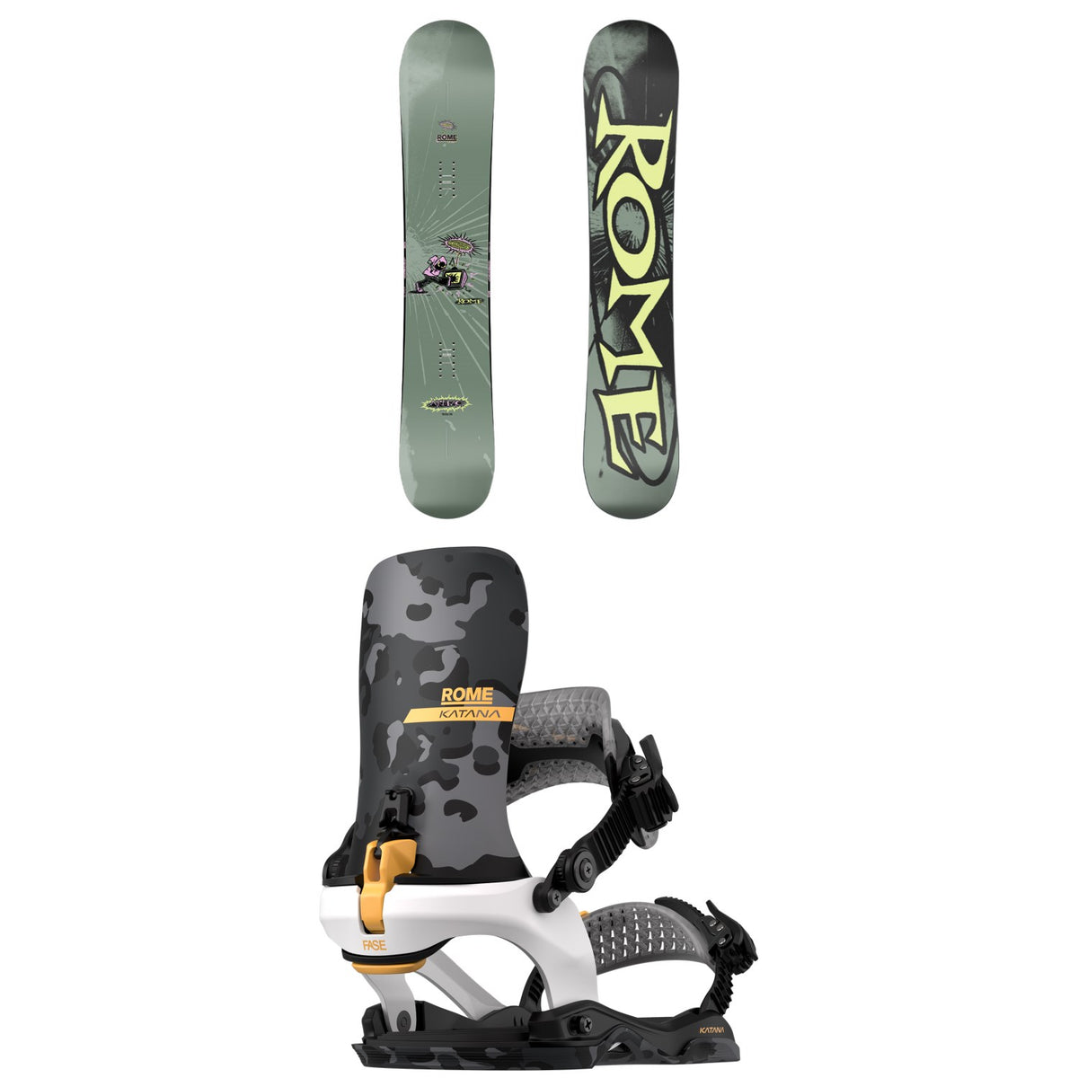 Rome Artifact Snowboard + Katana AW FASE LTD Snowboard Bindings 2027