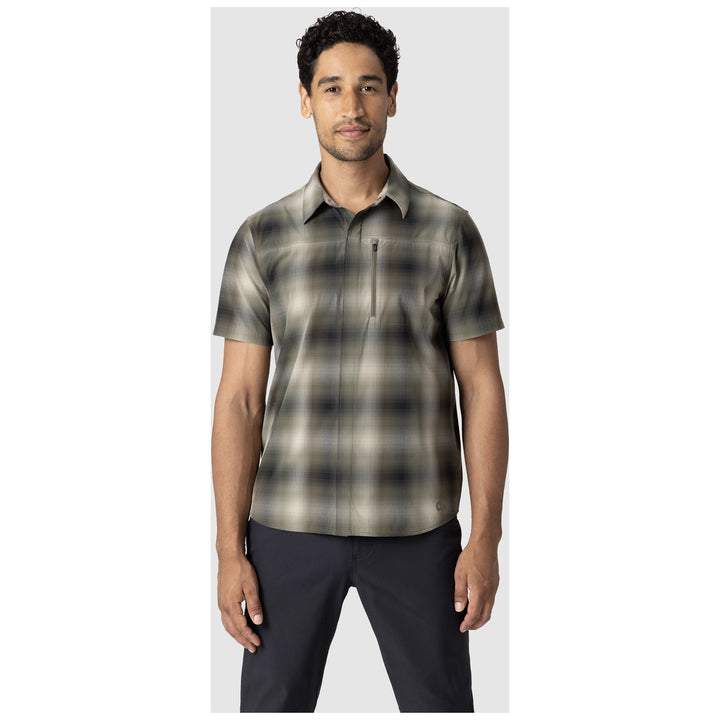 Outdoor Research Astroman Short Sleeve Sun Shirt - Men's Ranger Green Plaid