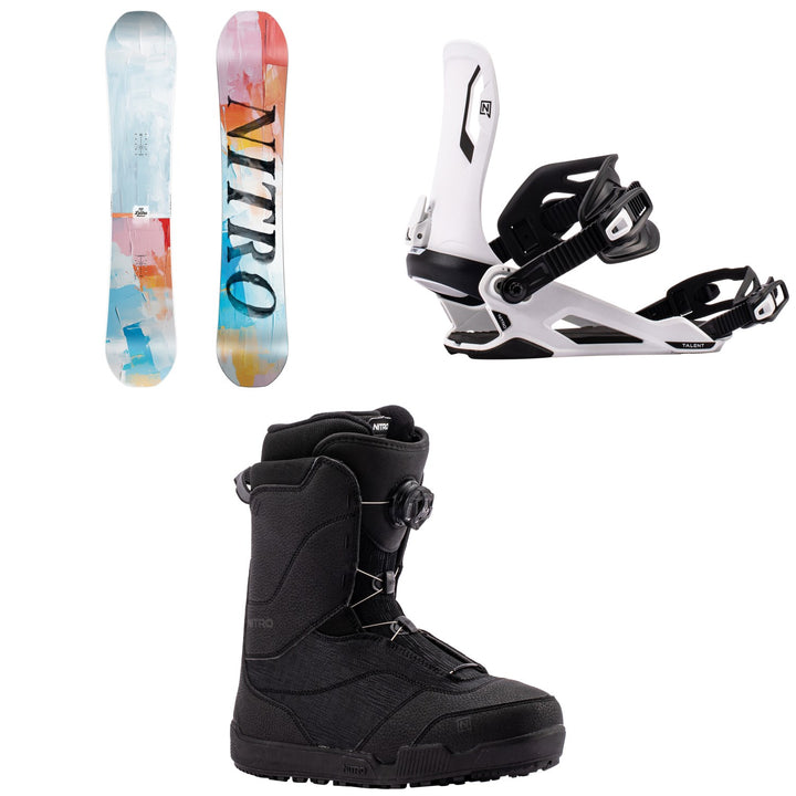 Nitro Lectra Abstract Snowboard + Talent Snowboard Bindings + Flora Boa Snowboard Boots - Women's 2027