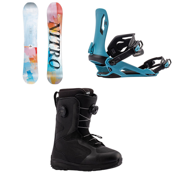 Nitro Lectra Abstract Snowboard + Talent Snowboard Bindings + Scala Boa Snowboard Boots - Women's 2027