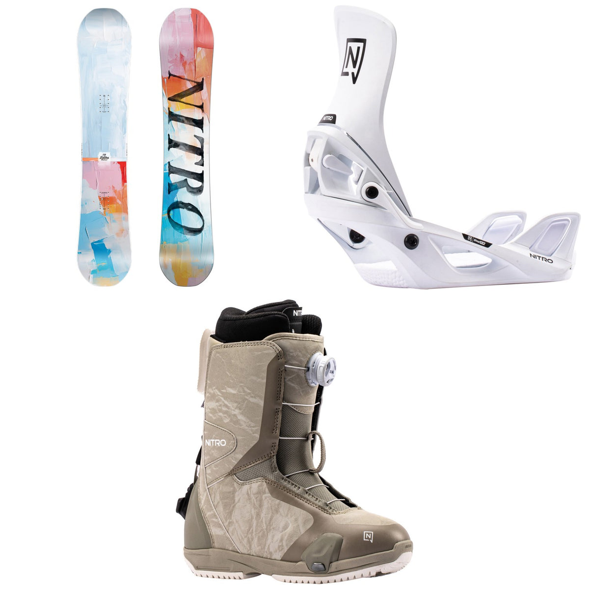 Nitro Lectra Abstract Snowboard + Step On Snowboard Bindings + Scala Boa Step On Snowboard Boots - Women's 2027