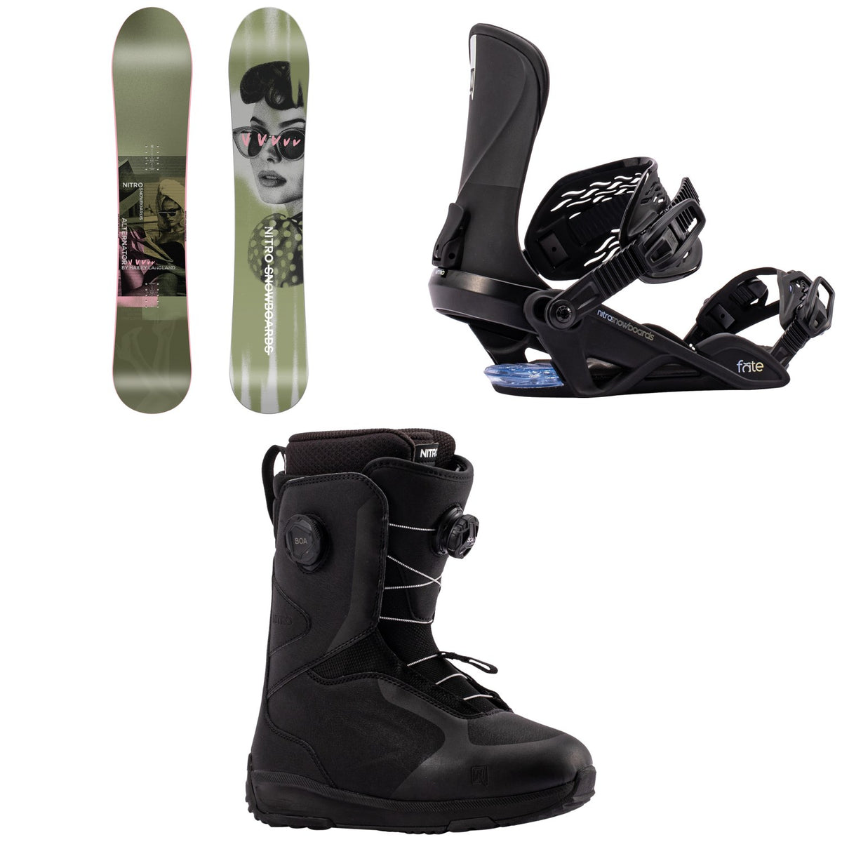 Nitro Alternator x Hailey Snowboard + Fate Snowboard Bindings + Scala Boa Snowboard Boots - Women's 2027