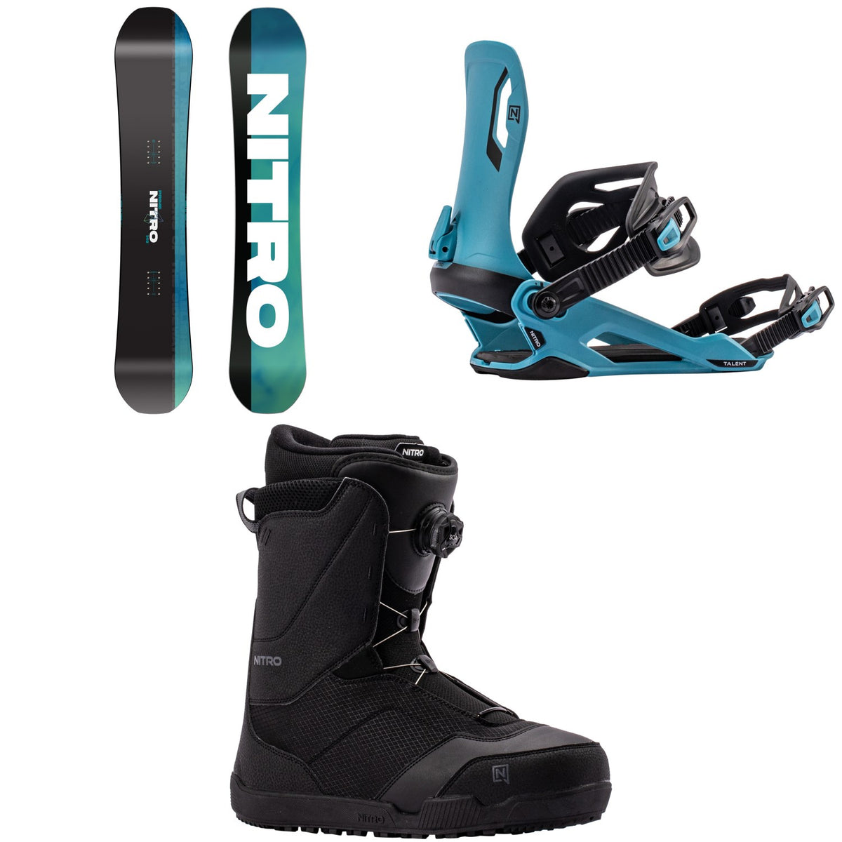 Nitro Prime Chroma Snowboard + Talent Snowboard Bindings + Tangent Boa Snowboard Boots 2027