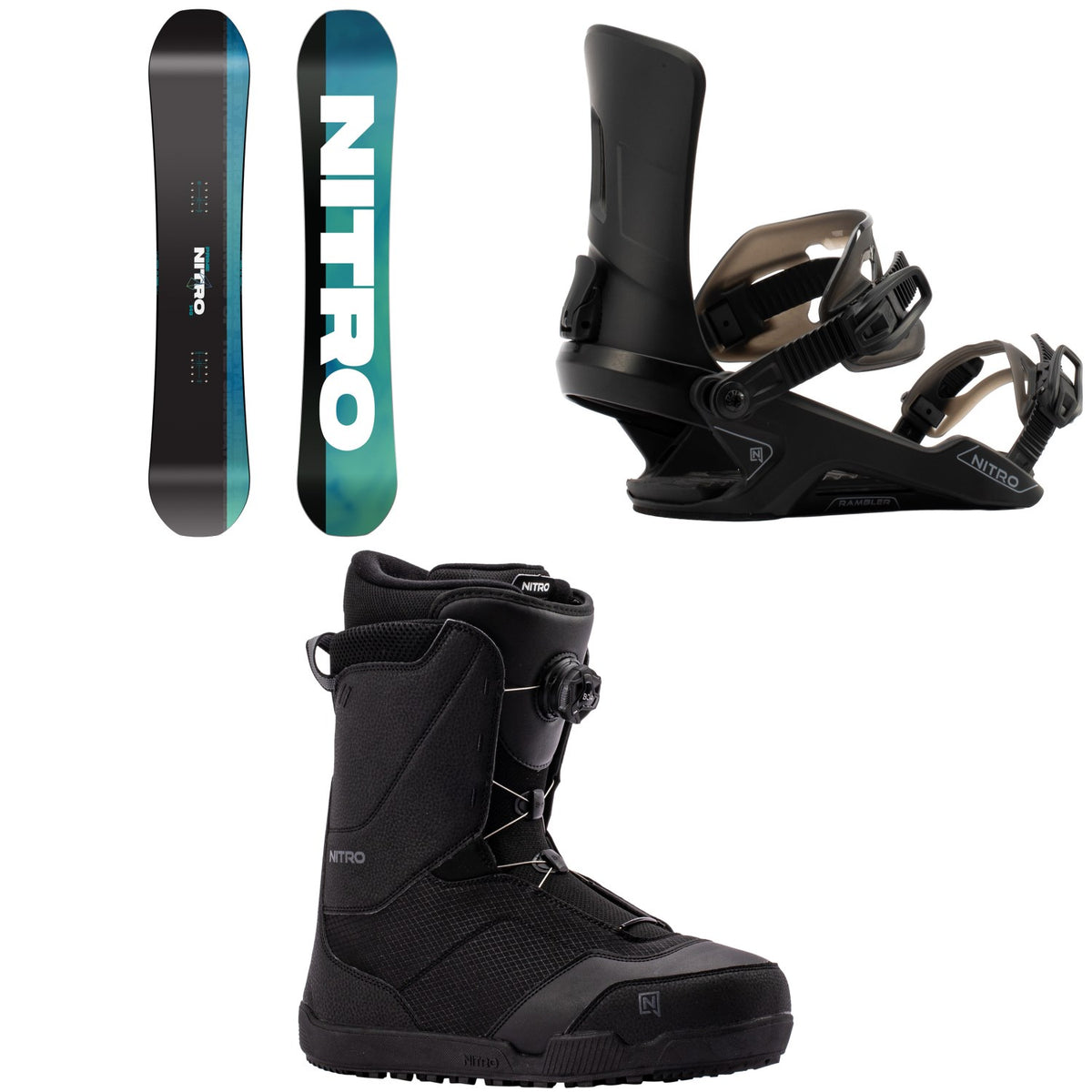 Nitro Prime Chroma Snowboard + Rambler Snowboard Bindings + Tangent Boa Snowboard Boots 2027