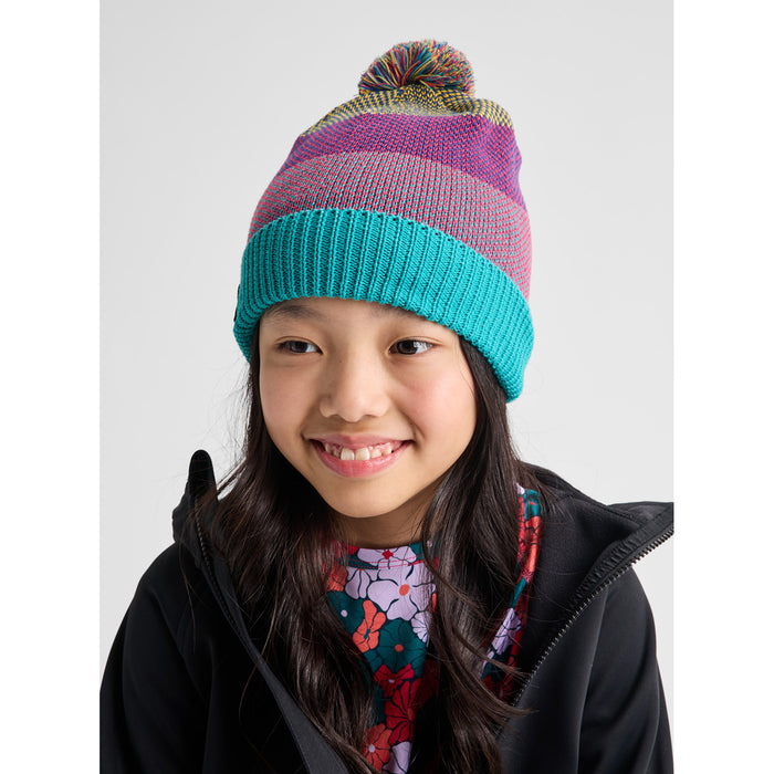Burton Fleece-Line Pom Beanie - Kids' Goldenrod/Azalea Pink/Pacific Teal