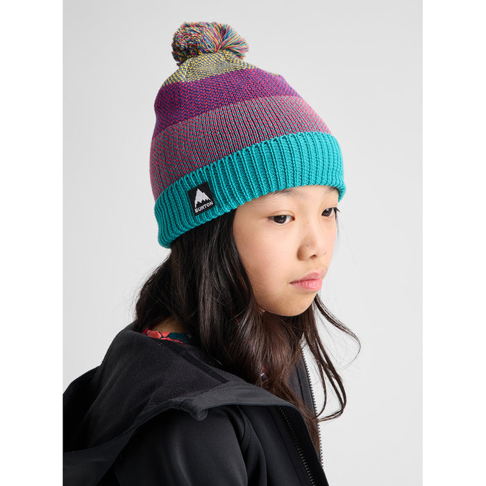 Burton Fleece-Line Pom Beanie - Kids' Goldenrod/Azalea Pink/Pacific Teal