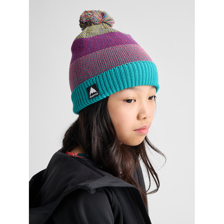 Burton Fleece-Line Pom Beanie - Kids' Goldenrod/Azalea Pink/Pacific Teal