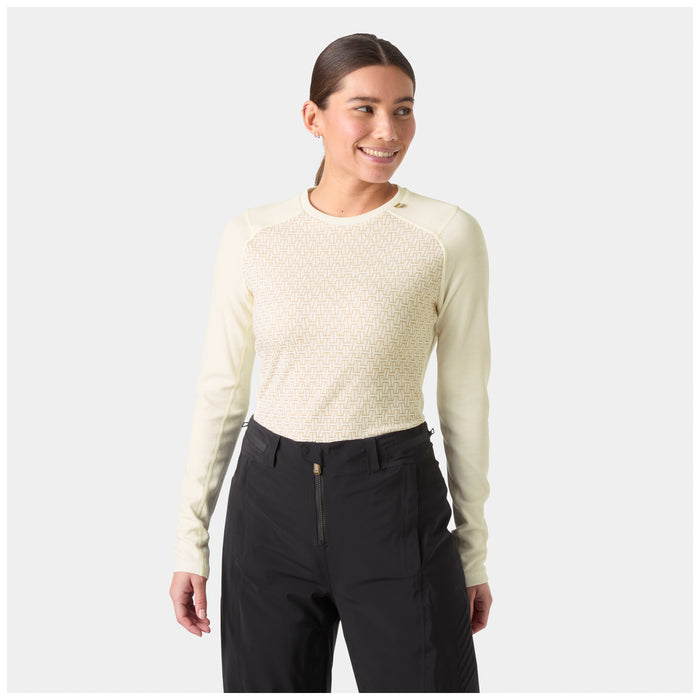 Helly Hansen Lifa Merino Midweight Graphic Crew Top - Women's Snow Monogram AOP