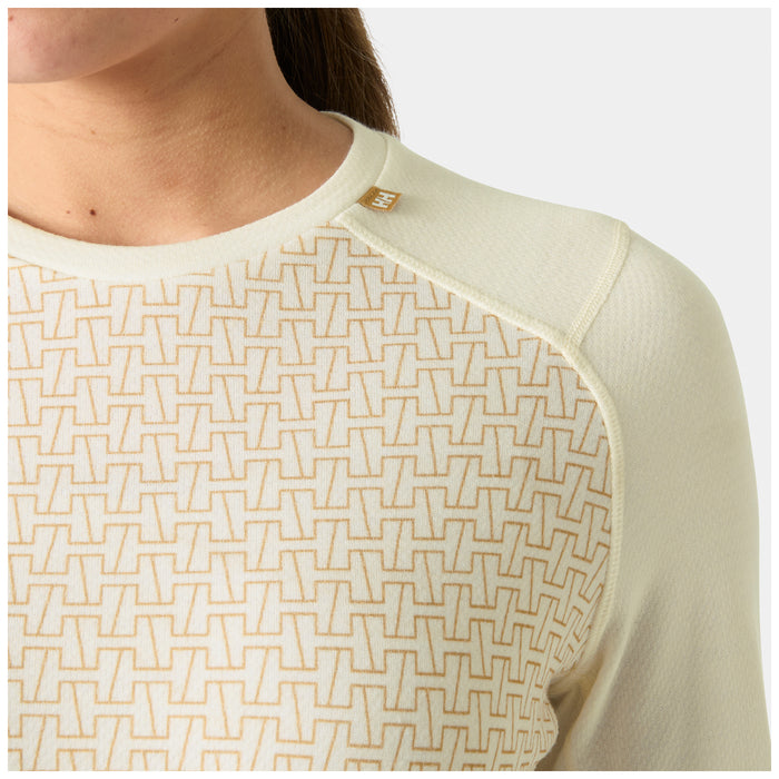 Helly Hansen Lifa Merino Midweight Graphic Crew Top - Women's Snow Monogram AOP