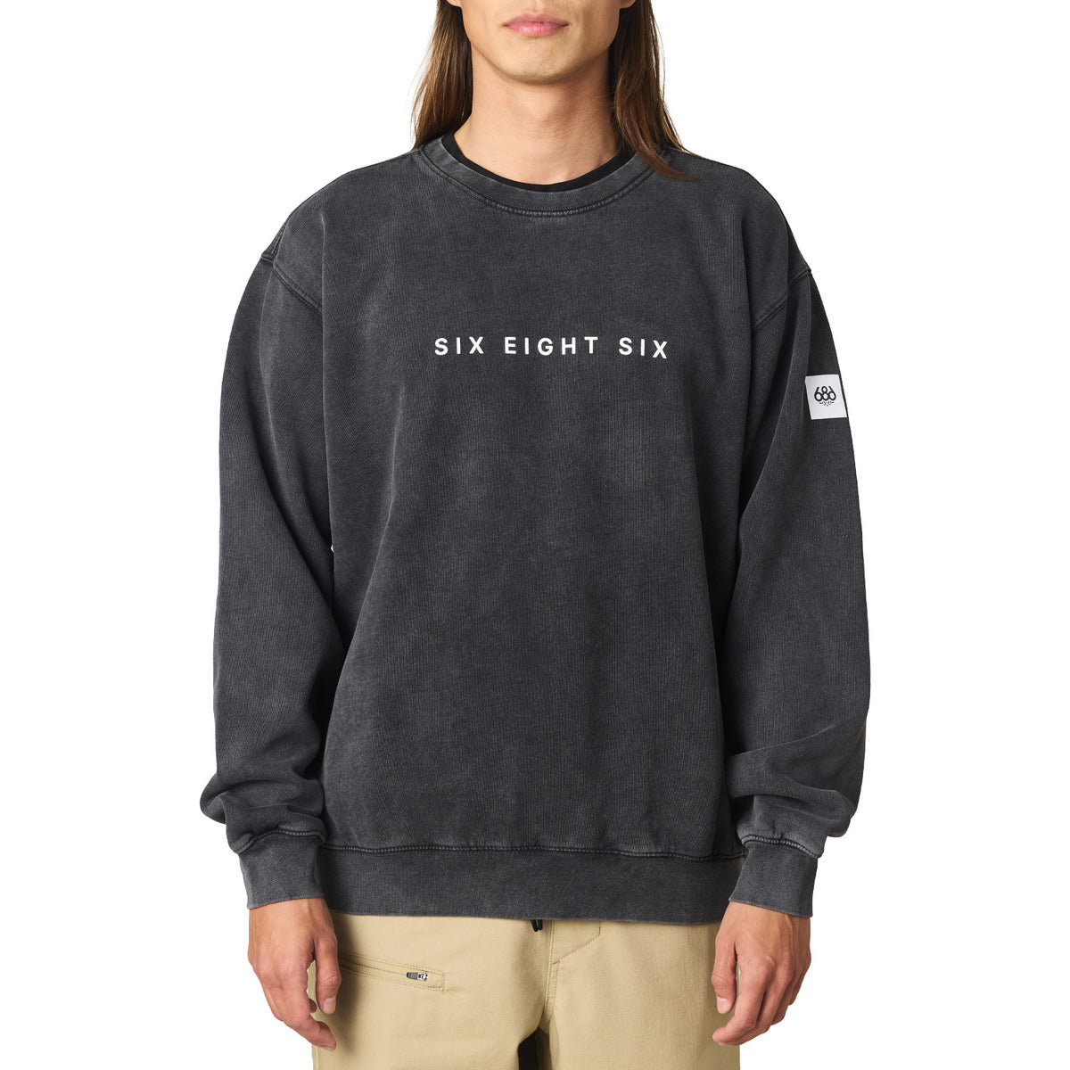686 Mixed Relaxed Long-Sleeve Crewneck - Unisex Mineral Black