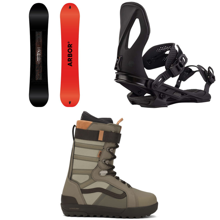 Arbor Red Gerard Pro Snowboard + Cypress Snowboard Bindings + Vans Hi-Standard Pro Snowboard Boots 2026