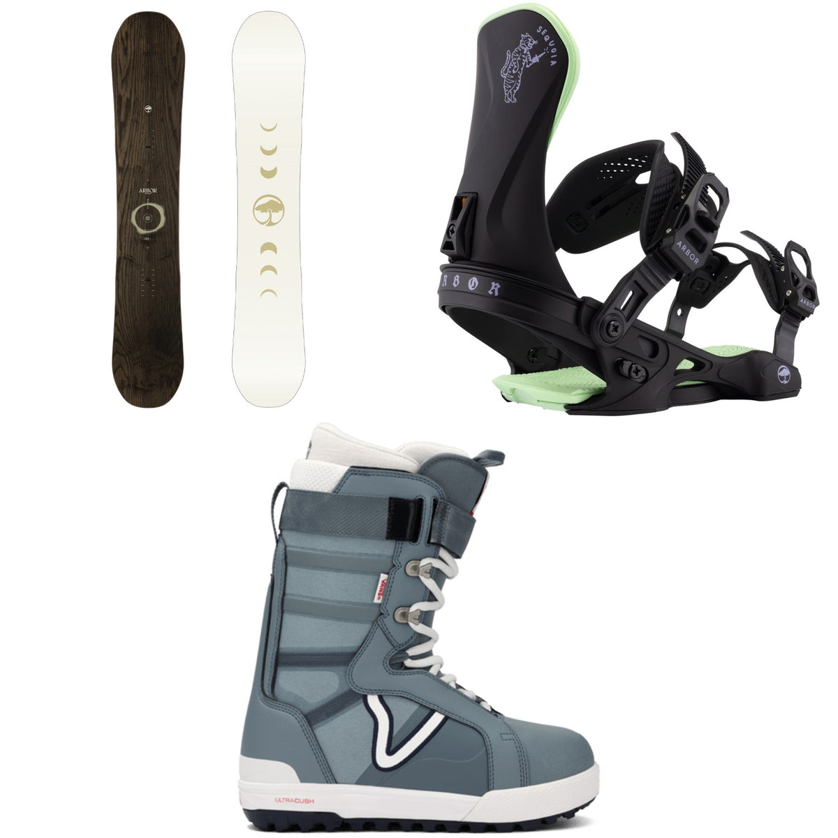 Arbor Mantra Snowboard + Sequoia Snowboard Bindings + Vans Hi-Standard Pro Snowboard Boots - Women's 2026