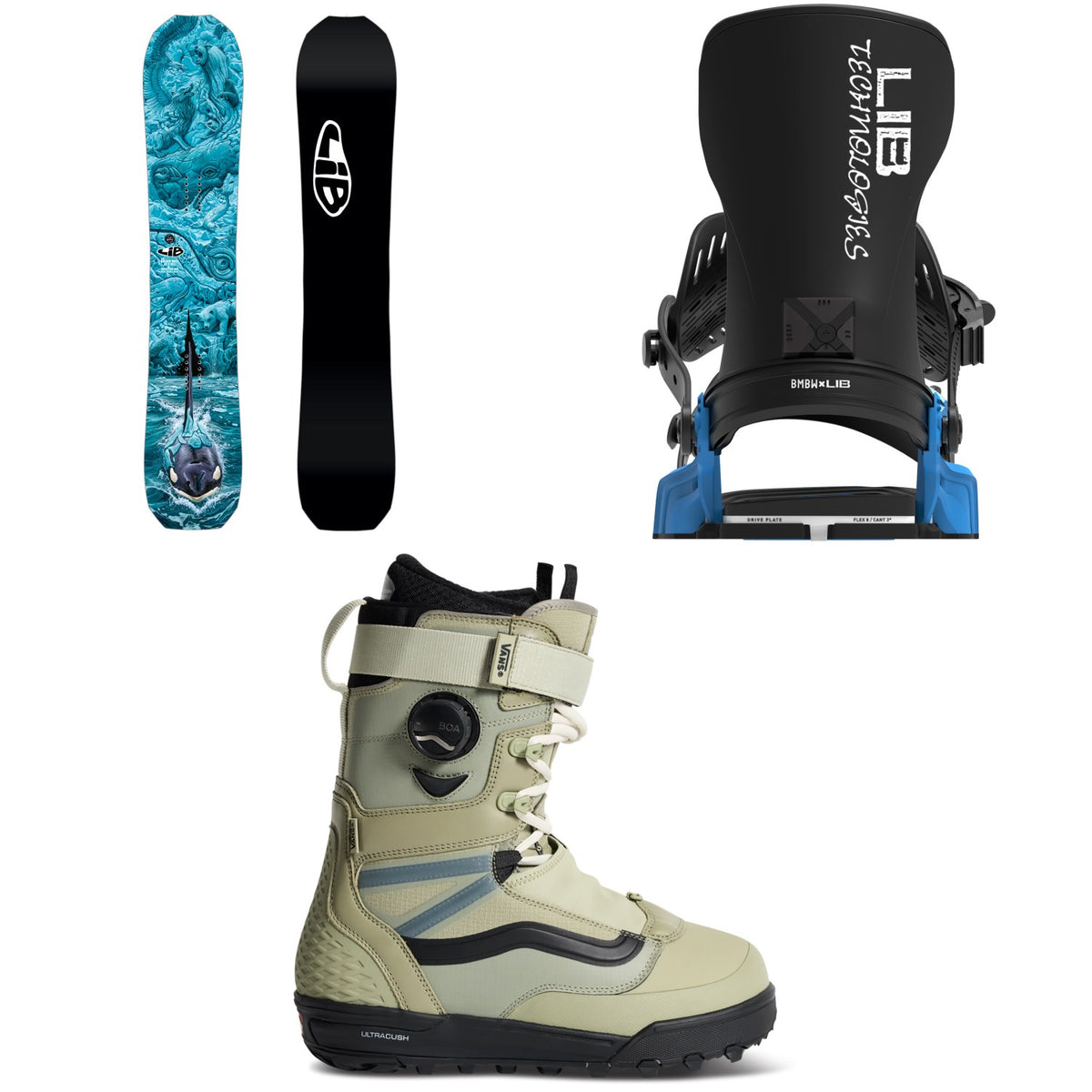 Lib Tech Golden Orca Snowboard + Bent Metal Transfer Snowboard Bindings + Vans Infuse Snowboard Boots 2027
