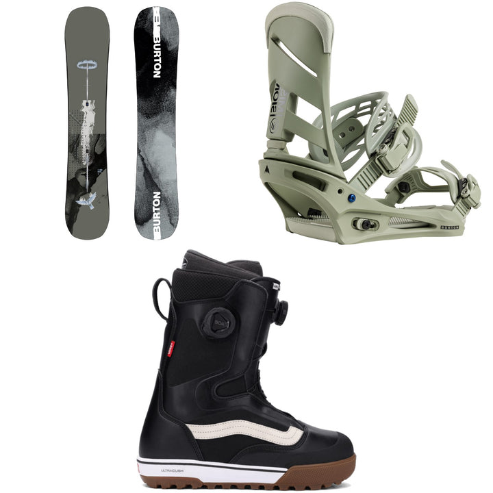 Burton Instigator PurePop Camber Snowboard + Mission Snowboard Bindings + Vans Aura Pro Snowboard Boots 2026