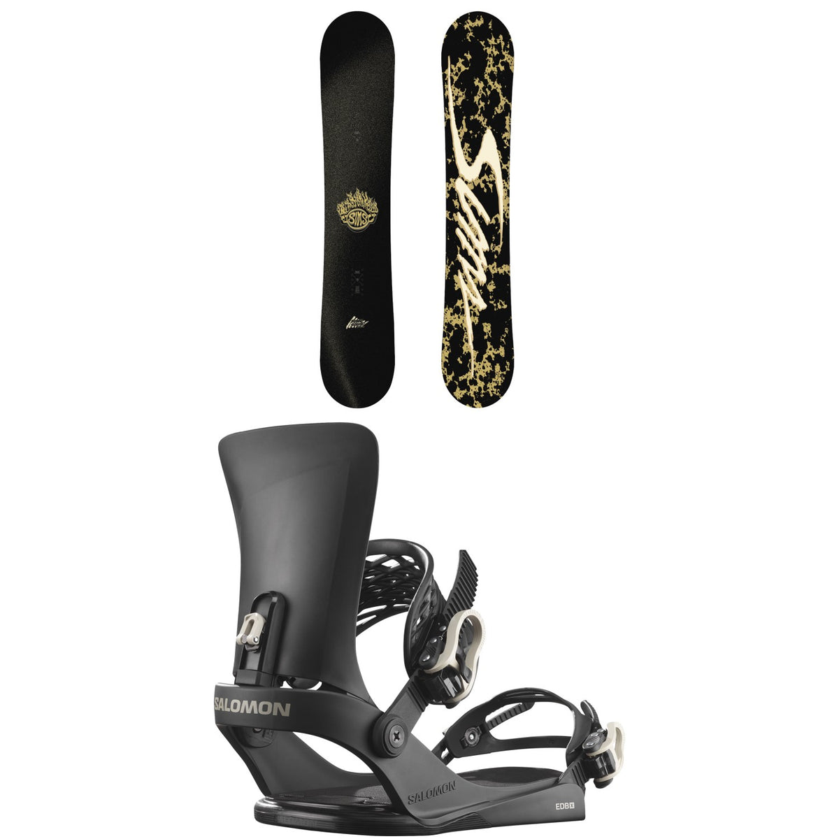Sims Bowl Squad LTD Snowboard + Salomon EDB X Snowboard Bindings 2027