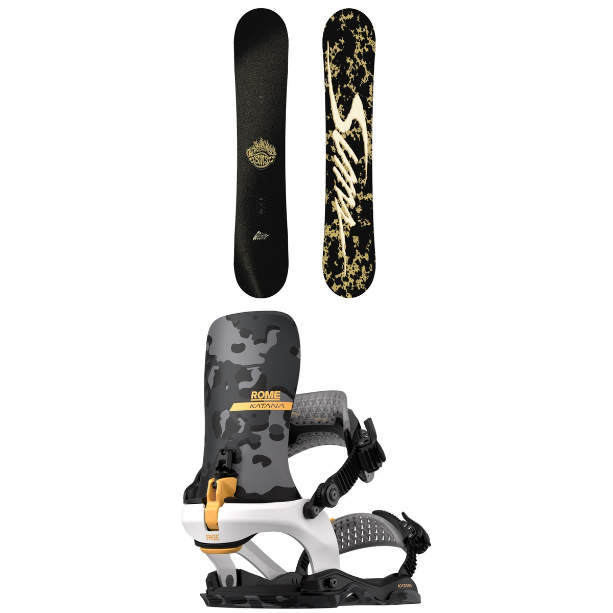 Sims Bowl Squad LTD Snowboard + Rome Katana AW FASE LTD Snowboard Bindings 2027