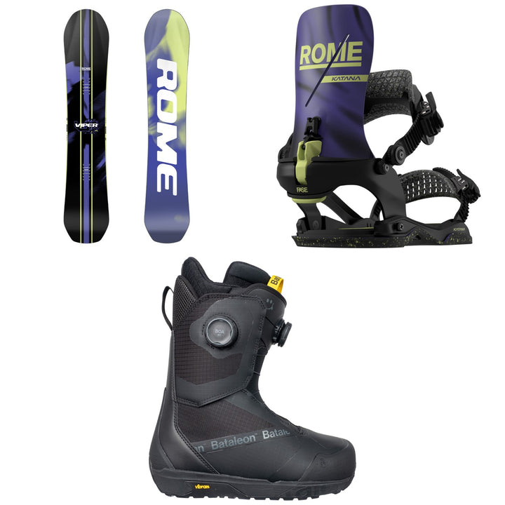 Rome Viper Snowboard + Katana AW FASE Snowboard Bindings + Bataleon Salsa Double Boa Snowboard Boots 2027